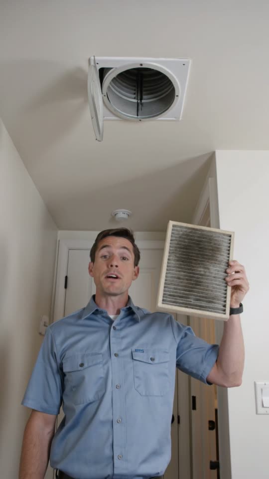 Closing frame of an HVAC video ad, with space reserved for a company badge.